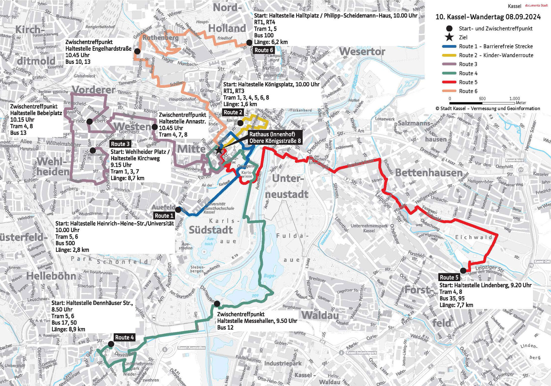 Routen des Kassel Wandertags 2024