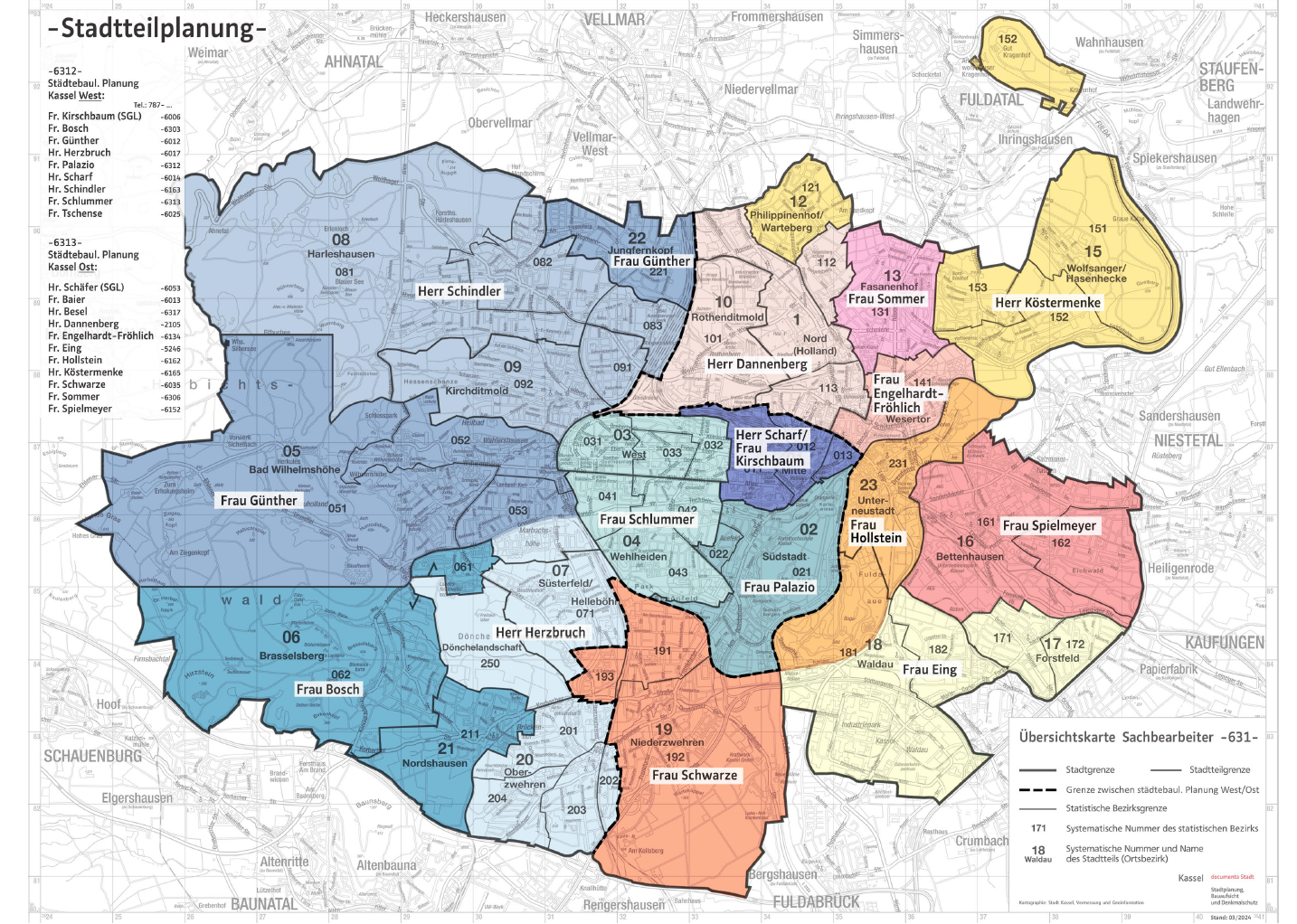 Bezirksaufteilung Stadtteilplanung